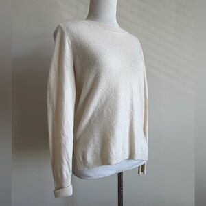 J Crew Eggshell white 100% Cashmere crew neck sweater in Small